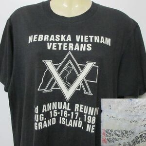 80s アメリカ製　オールド　Tシャツ SM 黒　1986 ベトナム　反戦　スクリーンスターズ　タグ年代　ヴィンテージ　USA古着　sy1827