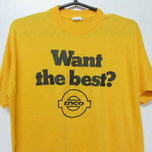 80s アメリカ製　オールド　Tシャツ L 黄色　ENCO シグナル　80年代 ヴィンテージ　USA古着　sy2269