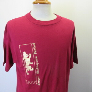 90s アメリカ製　オールド　TシャツL　エンジ　ヨーロッパ　家紋　ヘインズ　90年代 ヴィンテージ　古着　sy1962
