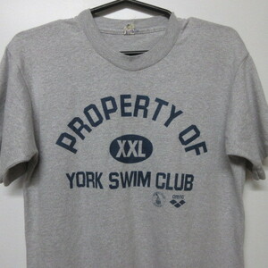 80s アメリカ製　オールド　Tシャツ M　グレー　YORK SWIM CLUB スクリーンスターズ　80年代 ヴィンテージ　USA古着　sy2203