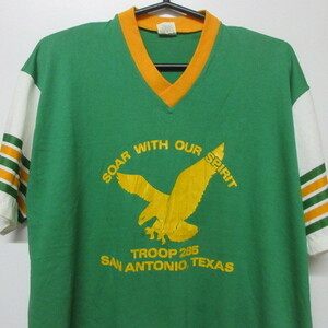 80s アメリカ製　オールド　Tシャツ XL 緑　イーグル　ベルハシーン　80年代 ヴィンテージ　USA古着　sy2215