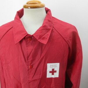 アメリカ製　ウインドブレーカー　XL　赤　 赤十字　Red Cross スタジャン　アメカジ古着　sy3080