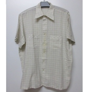 70年代　van heusen 半袖 シャツ　L-XL 　夏　vintage オールド　アメカジ古着　sy3282