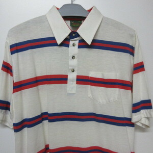 80s ポロシャツ　XL 白　大きい　BIG　ヴィンテージ　80年代　アメリカ古着　sy3546