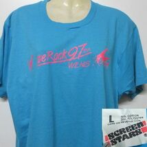 80s アメリカ製　オールド　Tシャツ M　青　サファリ　レストラン　アニマル柄　ヴィンテージ　USA古着　sy1830_画像1