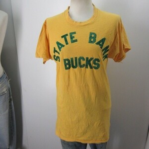 80s Ｔシャツ　S　黄色　フロッキー　BANK　100%COTTON　 USA製 古着 sy025