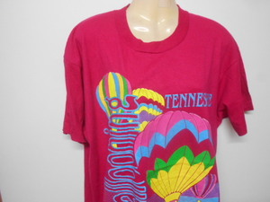 80s アメリカ製　オールド　Tシャツ　XL ピンク　テネシー　バルーン　ヴィンテージ　USA古着　sy1786