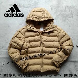 新品未使用 Mサイズ adidas アディダス 3ストライプス フーデッド 中綿 ジャケット ベージュ アウター パーカー フーディ コート 正規品