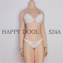 TBLeague 【Happy Doll】S24A スクールブラセット 白/リボンピンク 下着 1/6 Phicen ファイセン_画像1