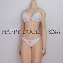 TBLeague 【Happy Doll】S24A スクールブラセット 白/リボンピンク 下着 1/6 Phicen ファイセン_画像2