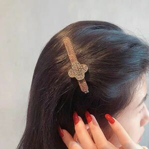 2点セット ヘアピン ヘアバレッタ キラキラ 髪飾り 韓国ヘアアクセサリー 高級 人気 可愛い 最新 オシャレ ヴィンテージ 革の画像5