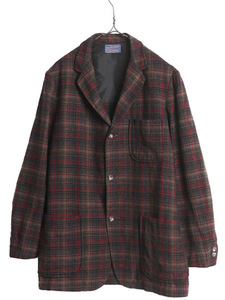 40s 50s USA製 ペンドルトン チェック ウール テーラード ジャケット メンズ M 程 40年代 50年代 ヴィンテージ PENDLETON ブレザー シャツ