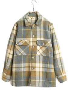 70s ウールリッチ チェック ウール CPO シャツ ジャケット メンズ M 程/ 70年代 Woolrich ヴィンテージ 長袖シャツ ボックス 厚手 旧タグ