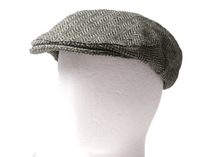 ハンドメイド アイルランド製 LLBEAN Hanna Hats ツイード ウール ハンチング キャップ L 古着 帽子 キャスケット ヘリンボーンストライプ