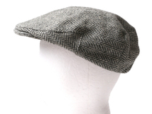 ハンドメイド アイルランド製 LLBEAN Hanna Hats ツイード ウール ハンチング キャップ L 古着 帽子 キャスケット ヘリンボーンストライプ_画像3