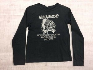 UPTIGHT アップタイト バイク アメカジ オーセンティック 古着 ARROW HEAD フェザープリント長袖Tシャツ カットソー メンズ 黒