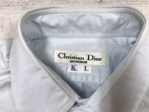クリスチャンディオール Christian Dior MONSIEUR オールド トラッド シャドーストライプ 長袖ドレスシャツ メンズ 水色_画像2
