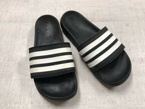 アディダス adidas スポーツ トレーニング ラインプリント サンダル スリッパ 靴 レディース 23.5cm 黒