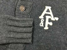 アバクロンビー&フィッチ Abercrombie&Fitch アメカジ サーフ ワッペン スタンドカラー コットンニット カーディガン メンズ XL グレー_画像3