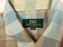 DON CORNEL ドンコーネル オールド 国産レトロ 古着 日本製 ウール100% 長袖チェックシャツ メンズ 薄手 L ベージュ系_画像2