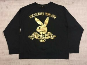 プレイボーイ PLAYBOY ストリート ギャル Y2K 00s マクブリング古着 ヒップホップ HIPHOP 金プリント スウェットトレーナー レディース 3L