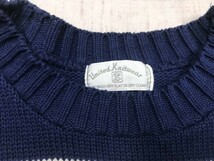 United Knitwear ユナイテッドニットウェア トラッド古着 ボーダー フィッシャーマン コットンニット セーター メンズ コットン100% 紺_画像2
