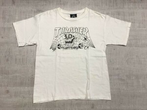 スラッシャー THRASHER 30周年 オールド スケート ストリート アメカジ 半袖Tシャツ キッズ/レディース YOUTH M 白