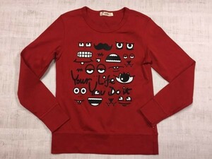 中国 キャラクター お土産 スーベニア 旅行 総柄プリント 長袖Tシャツ カットソー レディース L 赤