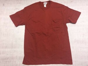 カルバンクライン Calvin Klein オールド レトロ古着 ロゴ刺繍 ポケT 半袖Tシャツ カットソー メンズ 胸ポケット付き M エンジ