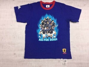 2010 サッカー 日本代表 侍JAPAN ALL FOR 2010 アディダス adidas製 リバーシブル ユニフォーム型 トリムリンガー半袖Tシャツ メンズ L 青