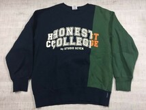 ジーユー GU × スタジオセブン HONEST COLLEGE by STUDIO SEVEN ストリート 再構築 リビルド 切替 スウェット トレーナー メンズ L 紺/緑_画像1