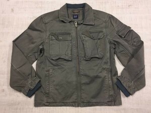 ギャップ GAP オールド レトロ アメカジ 古着 ビッグポケット ワーク ジャケット メンズ レイヤード加工 M グレー