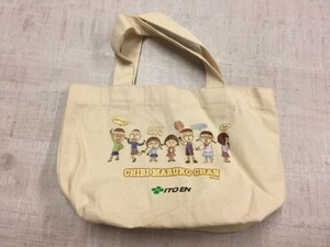 ちびまる子ちゃん × 伊藤園 アニメ マンガ おまけ 小物入れ 弁当箱入れ キャンバス ミニ トートバッグ 男女兼用 ベージュ