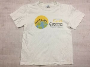 Earth Caravan 2015 アースキャラバン バックプリント有 半袖Tシャツ カットソー メンズ M 白