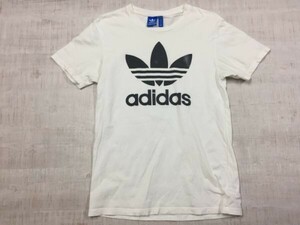 アディダス adidas ロゴプリント スポーツ トレフォイル 三つ葉 半袖Tシャツ カットソー メンズ S 白