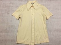 シアーズ Sears オールド レトロ 90s 古着 ロングポイントカラー 半袖ポリシャツ ブラウス レディース 台湾製 12号 黄色_画像1