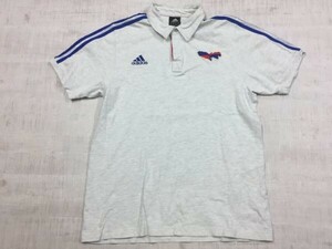 アディダス adidas サッカー スポーツ トレーニング 刺繍 霜降り 半袖ポロシャツ メンズ 大きいサイズ XO グレー