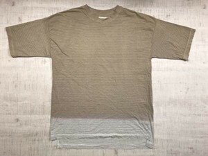 ヴィルーム V::room 日本製 細ボーダー グラデーション ビッグシルエット ベーシック 半袖Tシャツ メンズ XL ベージュ