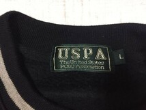 USPA The United States POLO Association スポーツ オールド レトロ古着 ユーズド パネルボーダー スウェット トレーナー メンズ L 黒_画像2
