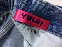 Yolo by JINAMMI 韓国ストリート Y2K ギャル古着 星型ワッペン ダメージ加工 テーパード デニム パンツ ボトムス レディース S 青_画像2