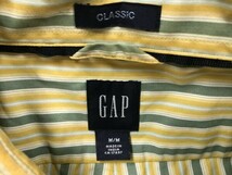 ギャップ GAP オールド レトロ クラシックフィット オーセンティック 古着 マルチストライプ長袖シャツ メンズ M 黄色_画像2