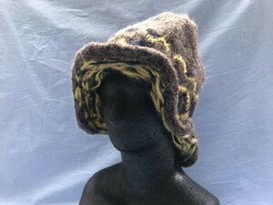 新品 GRACE HATS グレースハット ハンドメイド ジャガードニット モヘヤ バケット チューリップ ハット 帽子 メンズ 茶色