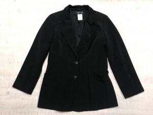  Agnes B agnes b. retro mode old clothes tailored jacket lady's polyester 100% 2. button size 0 black 