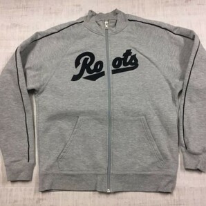 カナダ製 ROOTS ATHLETICS ルーツアスレチック ストリート ジップアップ スウェット ジャケット メンズ フロッキープリント XS グレーの画像1