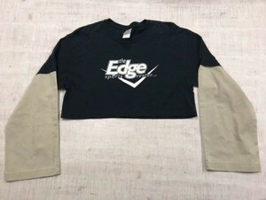 GILDAN ギルダン アメカジ Tシャツ・リメイク Y2K クロップド ストリート 長袖Tシャツ カットソー レディース L 黒/ベージュ