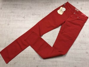 新品タグ付き MET JEANS メット Y2K 00s ラグジュアリー セレブ カラー スキニー パンツ ボトムス レディース ITALY製 27 赤