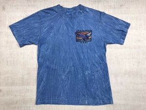 USA製 クレイジーシャツ Crazy Shirts 絞り染め Whale Watch Maui オールド サーフ アメカジ お土産 半袖Tシャツ メンズ M 青
