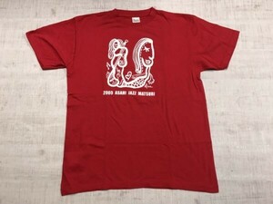 横浜 旭ジャズまつり 2005年 misaデザイン イベント グッズ イラスト 半袖Tシャツ メンズ Printstar プリントスター製 L 赤