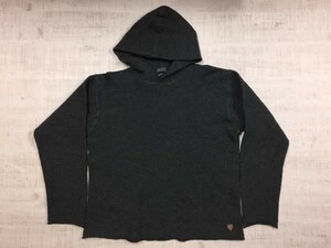 香港製 HONG KONG古着 90s トミーヒルフィガー TOMMY HILFIGER 圧縮ニット フーディー パーカー レディース プルオーバー XL グレー