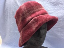 Zukin ズキン 水野ミリナー チェック クロシェ帽 ハット 帽子 レディース ウール100% 日本製 M～S 赤_画像2